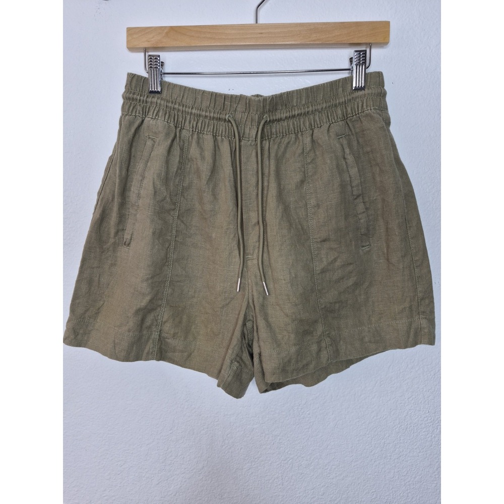 Athleta Retreat Linen Shorts Womens Small Olive Green 14x4